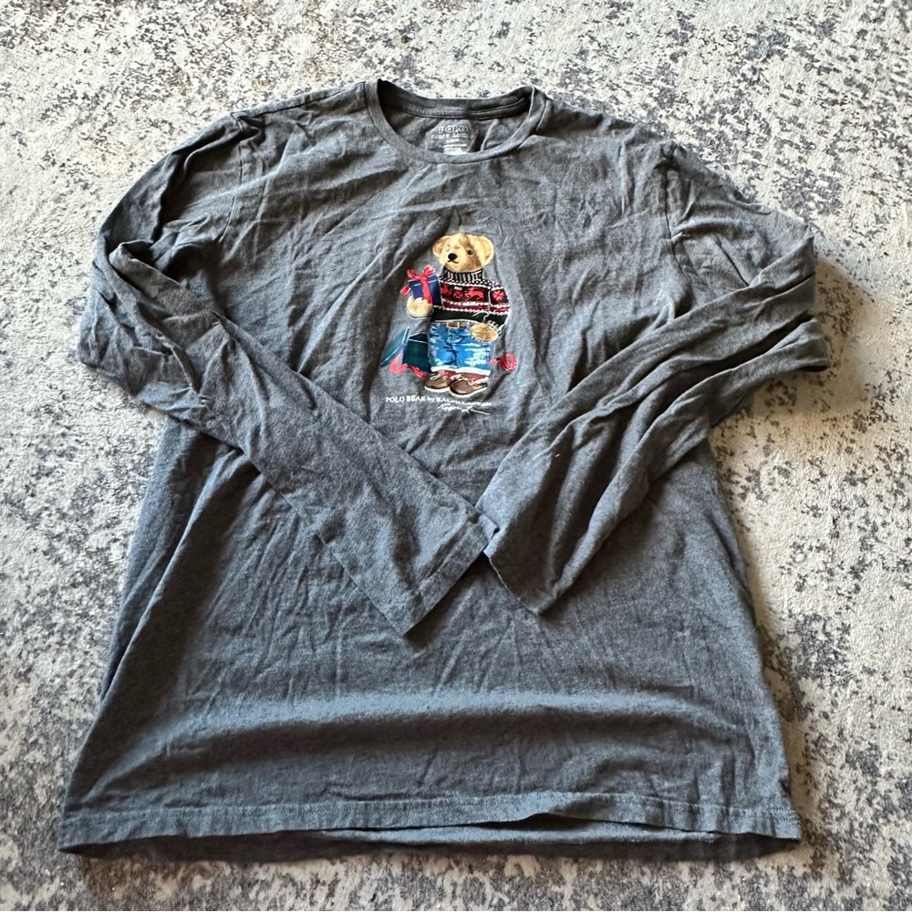 EUC Ralph Lauren holiday bear graphic long sleeve—Large